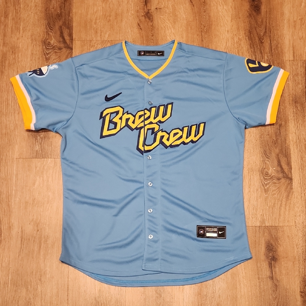 Caleb Durbin Milwaukee Brewers Mens Large L Stitched New